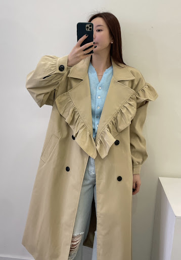 Title 6, Niche Design lange trenchcoat met gerimpelde st...