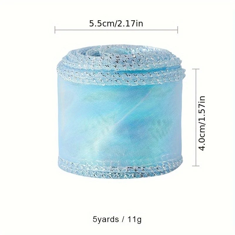 5 Yards Rolle bunte Fishtail Organza Garn Wellenrand Spitzenband, 4cm Seidenband für DIY Bouquet Geschenkverpackung Schleife Stoff.