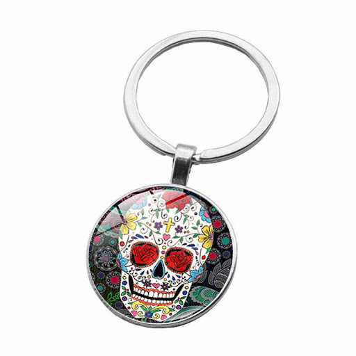Title 5, Sugar Skull Pendant Jewelry Time Gem Metal Keyc...