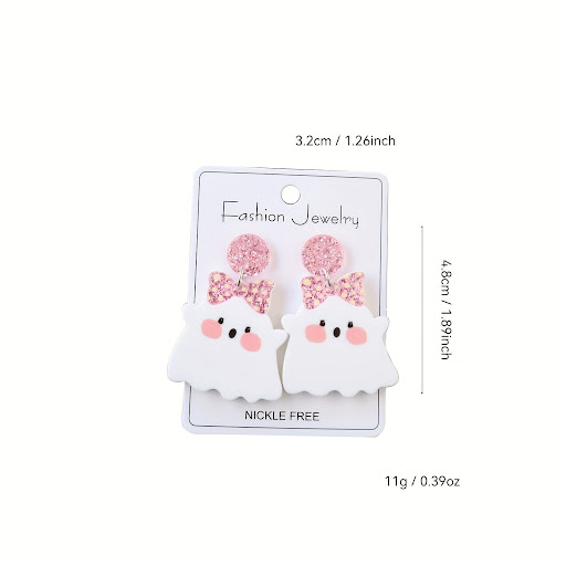 Title 1, Fashion Acrylic Bowknot Small Ghost Earrings, l...