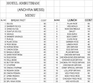 Hotel Amrutham menu 1