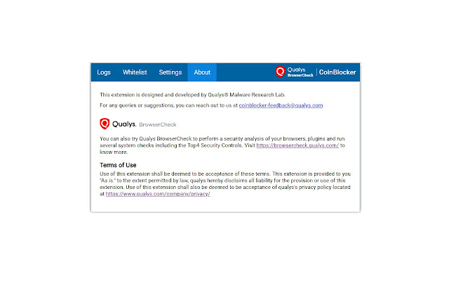 Qualys BrowserCheck CoinBlocker chrome extension