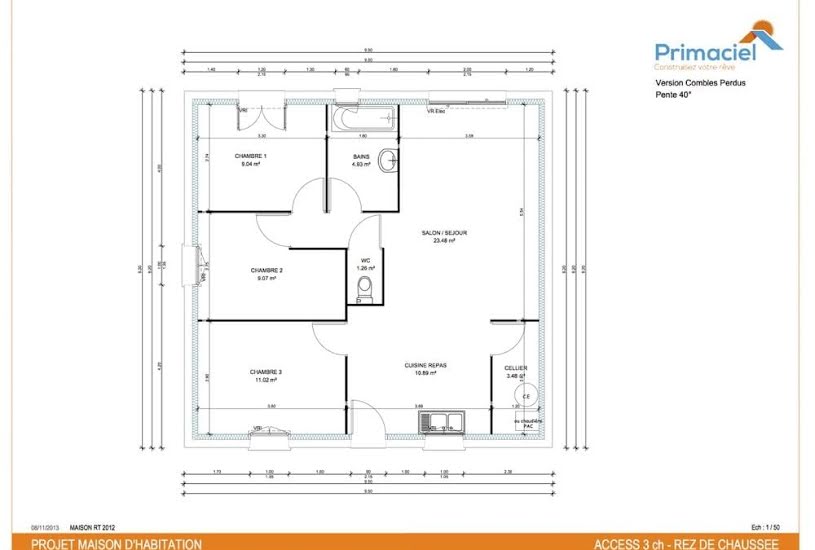  Vente Terrain + Maison - Terrain : 815m² - Maison : 73m² à Le Champ-Saint-Père (85540) 