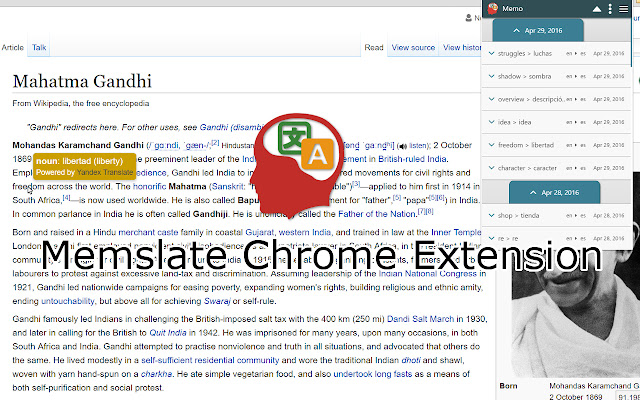 Memslate chrome extension