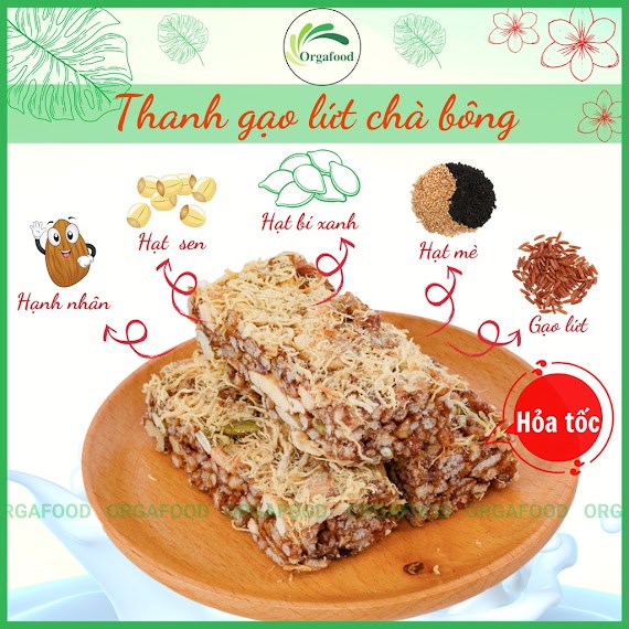 Thanh Gạo Lứt Chà Bông Ngũ Cốc/ Rong Biển/ Yến Mạch Orgafood Granola Bar Giảm Cân, Cho Gymer, Eatclean