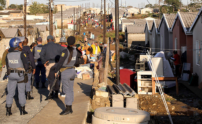 Evictions that took place on the East Bank under heavy police supervision as families were removed from RDP houses.