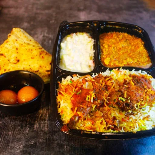 Chicken Kheema + 2 Paratha + Chicken Dum Biryani + Raita + Dessert