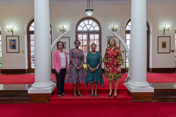 First lady Mama Rachel Ruto with the UNAIDS officials Winnie Byanyima (Executive Director), Anne Githuku-Shongwe (Regional director for Eastern and Southern Africa) and Dr. Lelin Tsehaiu (Country Director) on February 8,2023.
