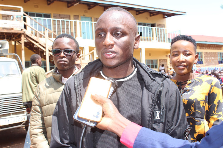 Kelvin Mugane who scored A- at Karega Day Secondary School in Kigumo, Murang'a county.