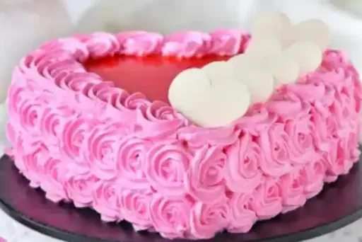 Vanilla Strawberry Flower Heart Shape Cake Sister Day