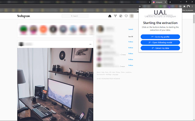 UAI - Unfollow Accounts on Instagram chrome extension