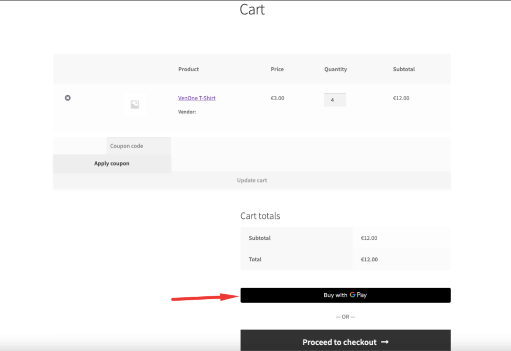 this is a screenshot of  cart page