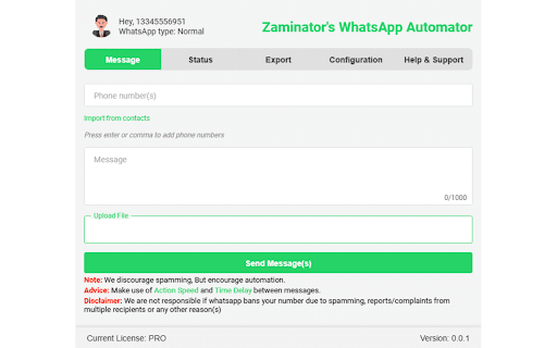 Zaminator's WhatsApp Automator