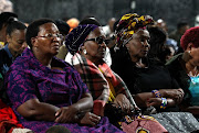 MEC Faith Mazibuko, Grace Mokwena and Thoko Ntshinga at the memorial service of Sandy Mokwena at Sasani Studios in Balfour Park.