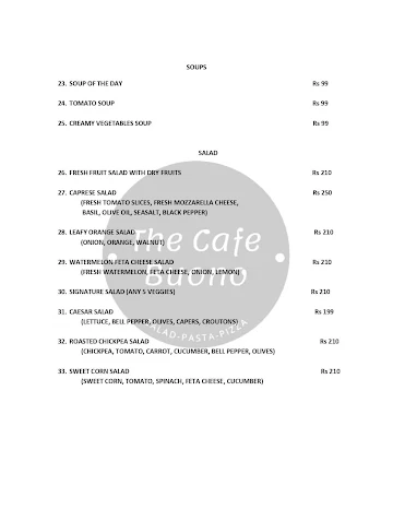 The Cafe Buono menu 