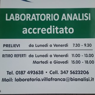 Bianalisi - Laboratorio Villafranca in Lunigiana