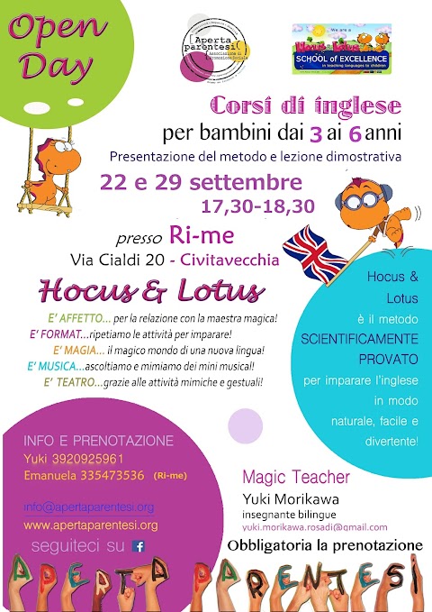 Hocus&Lotus - Inglese per bambini - Magic Teacher Yuki Morikawa - Civitavecchia