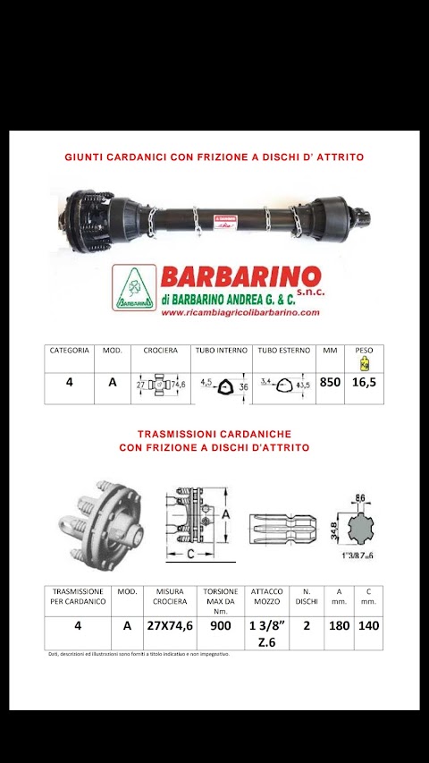 BARBARINO S.N.C. di BARBARINO ANDREA G.& C. www.ricambiagricolibarbarino.com