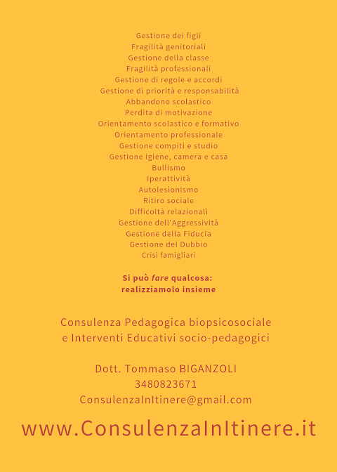 Dott. Tommaso Biganzoli Pedagogista – CONSULENZA IN ITINERE