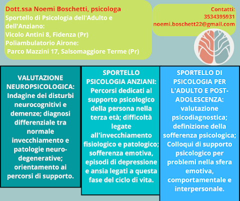 Dott.ssa Noemi Boschetti- Sportello di Psicologia dell'Adulto e dell'Anziano