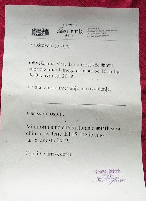 Gostišče Šterk, gostinstvo, d.o.o.