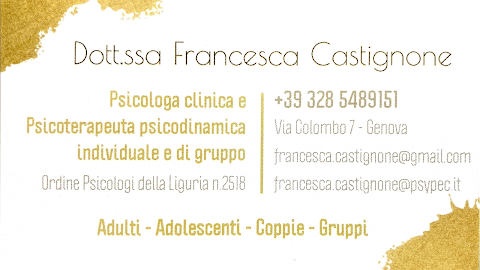 Dott.ssa Francesca Castignone - Psicologa e Psicoterapeuta individuale e di gruppo - Genova