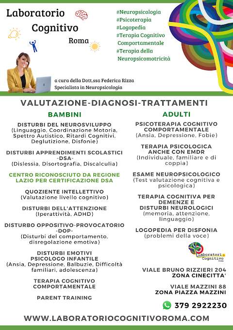 Laboratorio Cognitivo Roma Mazzini|Dott.ssa Rizza|Test Cognitivi Roma|Terapia Cognitivo Comportamentale|Logopedia