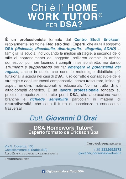 Homework Tutor® per DSA - dott. Giovanni D'Orsi