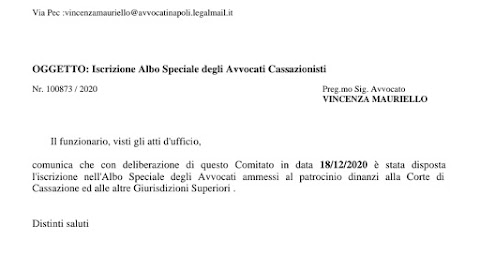 Studio legale avvocato Cassazionista Avv.Vincenza Mauriello, ordine Avv. di Napoli Nord