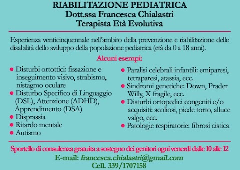 Studio di Riabilitazione Neurocognitiva Pediatrica di F. Chialastri (TNPEE)