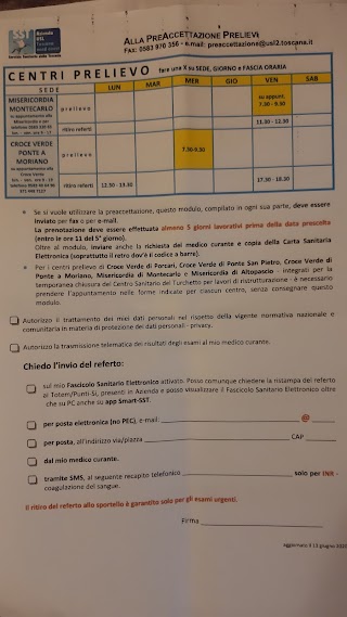 OSPEDALE, Padiglione E, prelievo sangue.