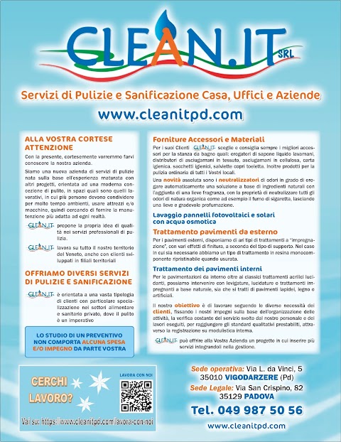 CLEAN.IT S.r.l. - Impresa di pulizie e Sanificazione