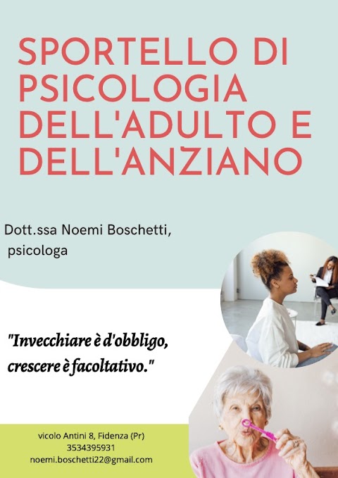 Dott.ssa Noemi Boschetti- Sportello di Psicologia dell'Adulto e dell'Anziano