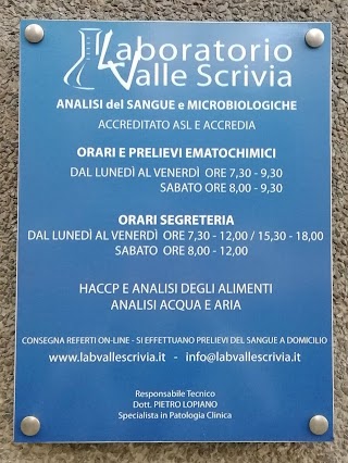 Laboratorio Analisi Cliniche Valle Scrivia SRL - Genova Borgoratti