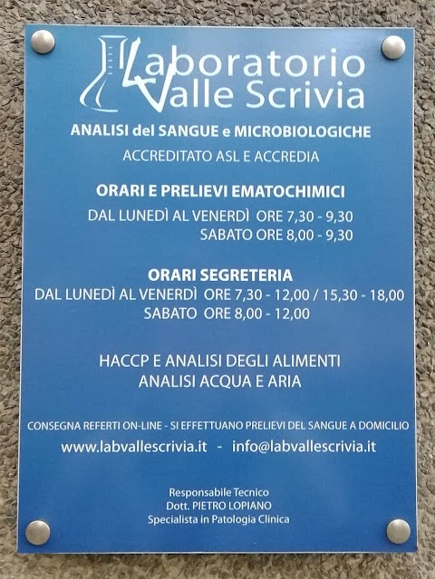 Laboratorio Analisi Cliniche Valle Scrivia SRL - Genova Borgoratti