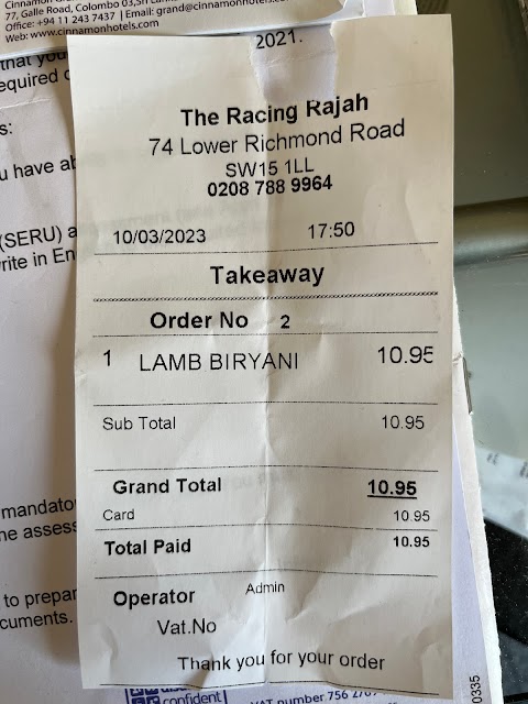 The Racing Rajah, Indian Takeaway.Delivery