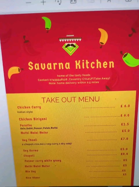 Savarna Kitchen Indian takeaway Prebooking only