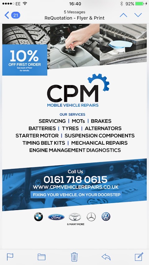 C.P.M. Mobile Vehicle Repairs