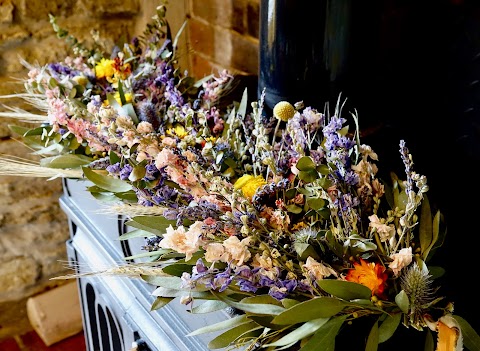 Rose-tinted dried flowers