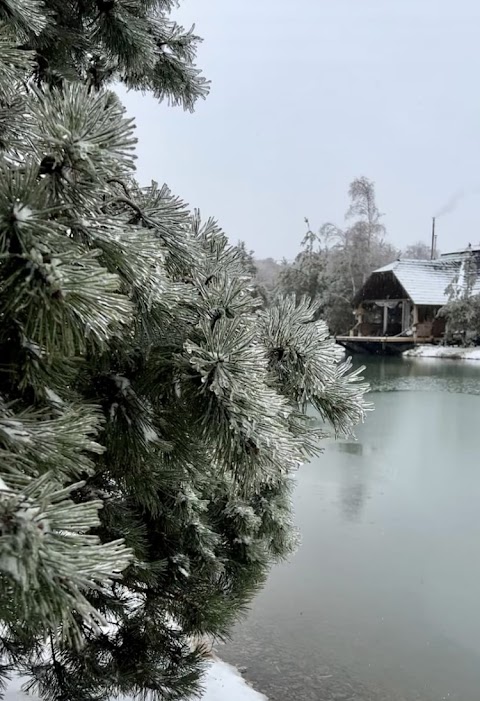 Лазня - зі зруба на дровах біля живої води