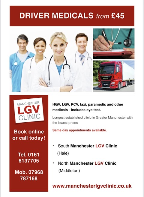 Manchester LGV Clinic (South) - £45 HGV Taxi Driver Medicals