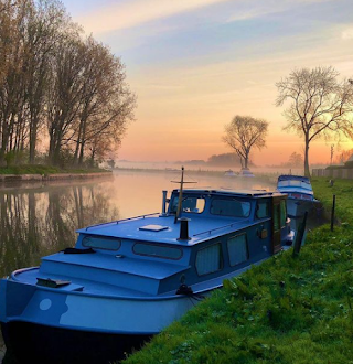 Magpies and Butterflies - Blue Dutch Barge