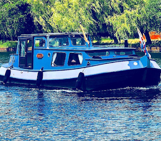 Magpies and Butterflies - Blue Dutch Barge