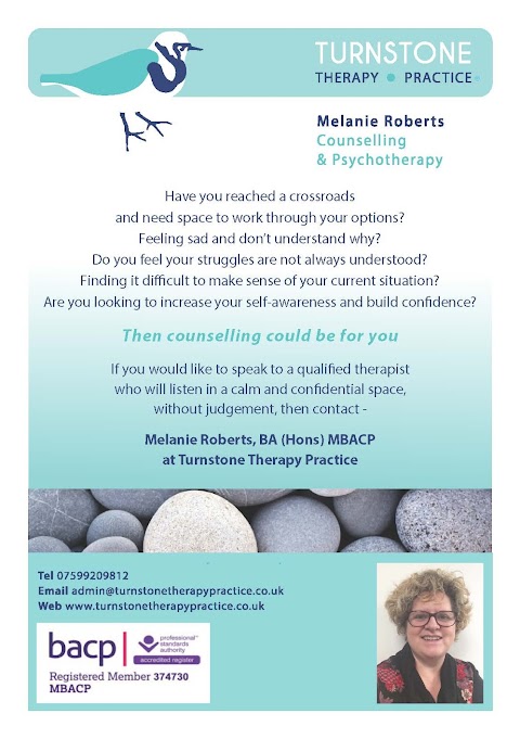 Melanie Roberts, BA (Hons) MBACP, Turnstone Therapy Practice Ltd, Surrey