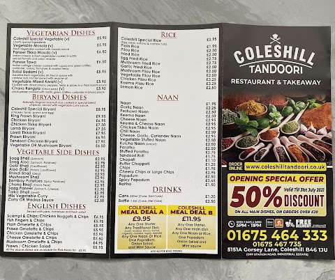 Coleshill Tandoori Restaurant and Takeaway