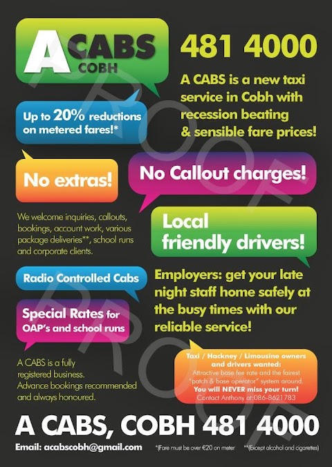 'A Cabs' - Cobh (021)4814000