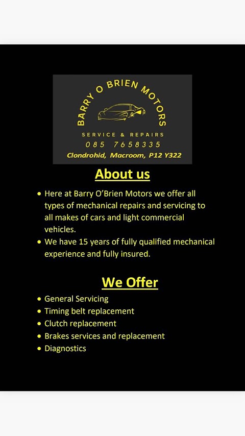 Barry O' Brien Motors Service & Repairs