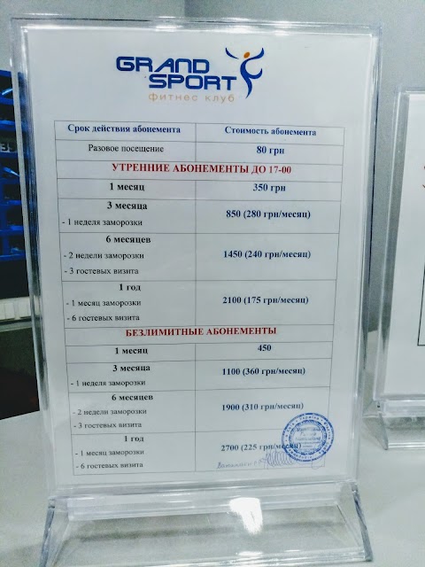 Фітнес клуб Grand Sport