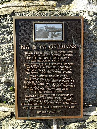 Historical Marker - Ma & Pa Railroad tressle Towson, MD