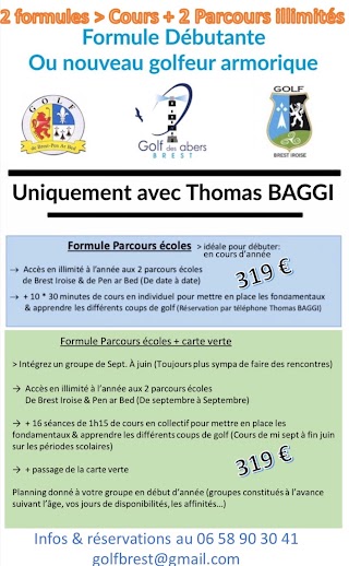 Thomas BAGGI, Cours de golf + Formules parcours: Golf du CSAM, Golf de Pen Ar Bed & Golf de Brest Iroise